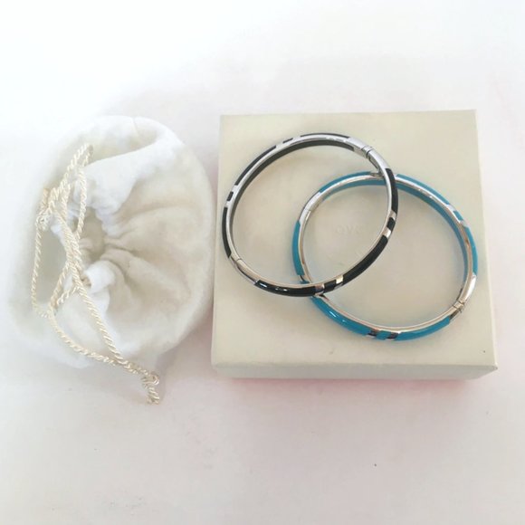 Sterling Silver Resin Hinged Bangle Bracelets NEW - Picture 9 of 13